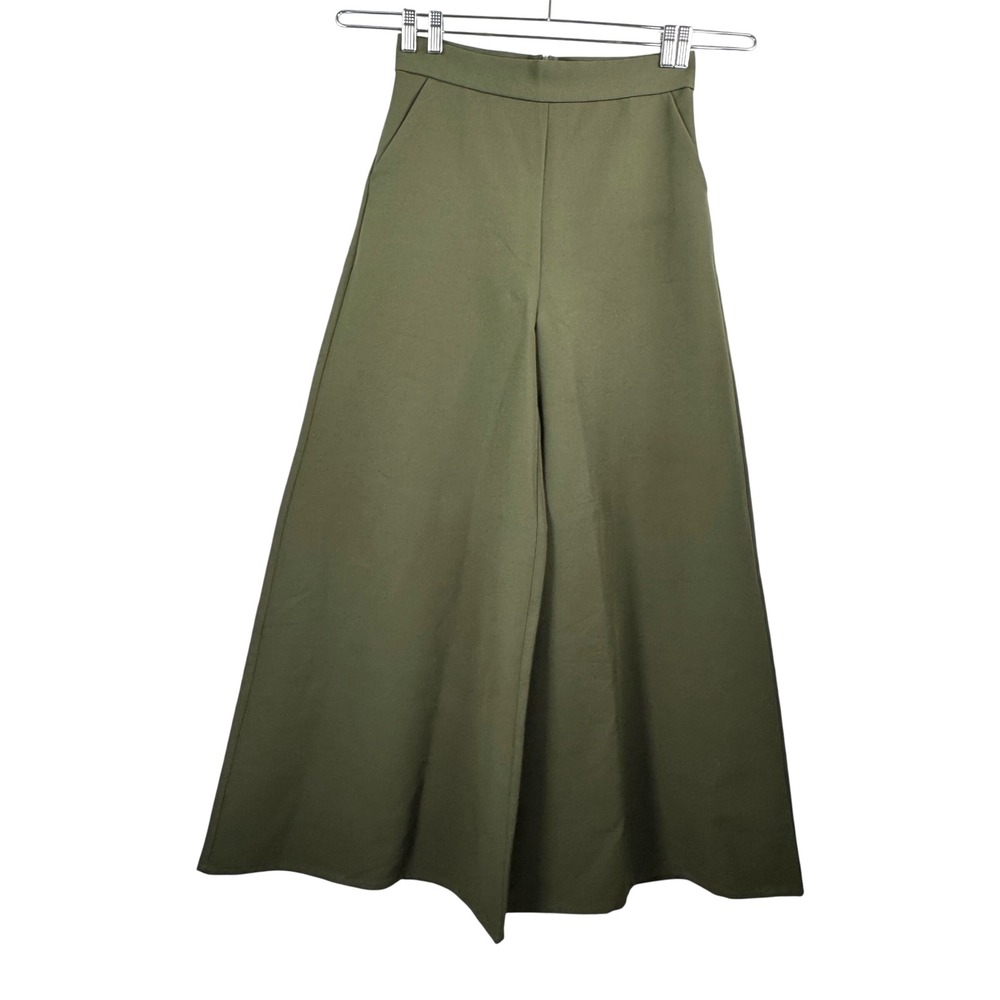 Katakomb Wide Leg Palazzo Pants sz L Olive Green High Waist Trousers rockabilly